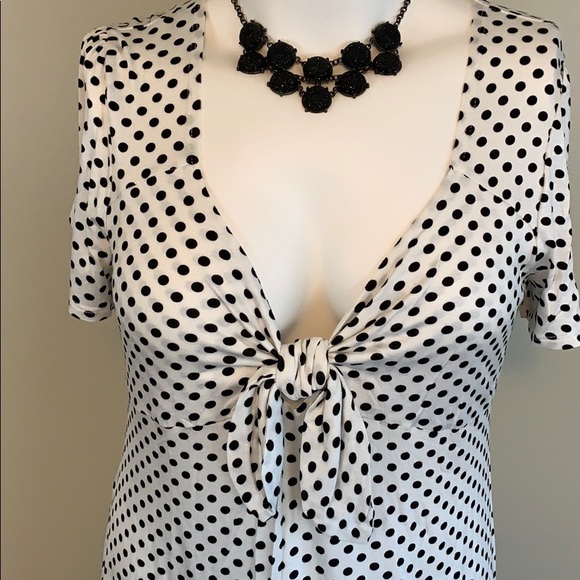 Plus Size Polka Dot Tie Front Mini Dress - Picture 5 of 6